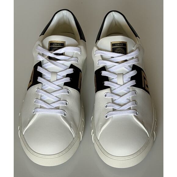 Versace Greek key Men\'s White/Black Leather Sneakers 13 US (46) 1014460 NIB $725 main image 10